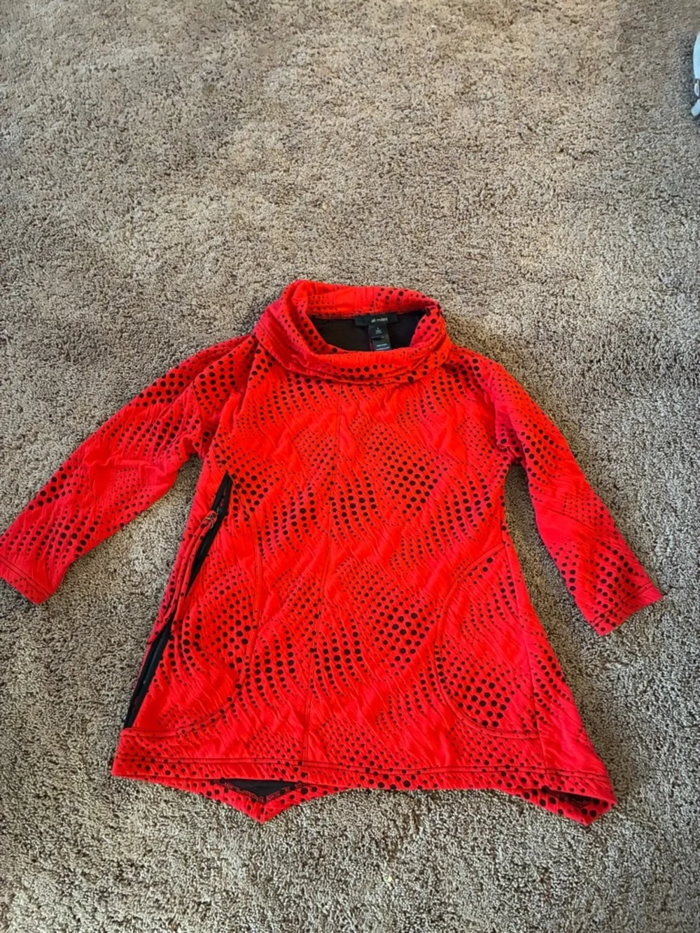Ali Miles Red Openwork Cowl Neck Sweater - Picture 3 of 8